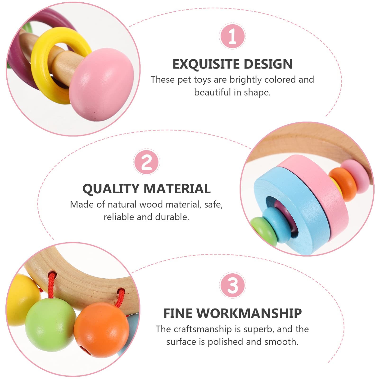 Balacoo 4-Piece Parrot Toy Set - Interactive Bird Chew Toys, Educational Dumbbell & Fun Biting Playthings for Parrots - Perfect Cage Accessories for Training & Enrichment (Great for Macaws, Cockatoos & Small Birds)