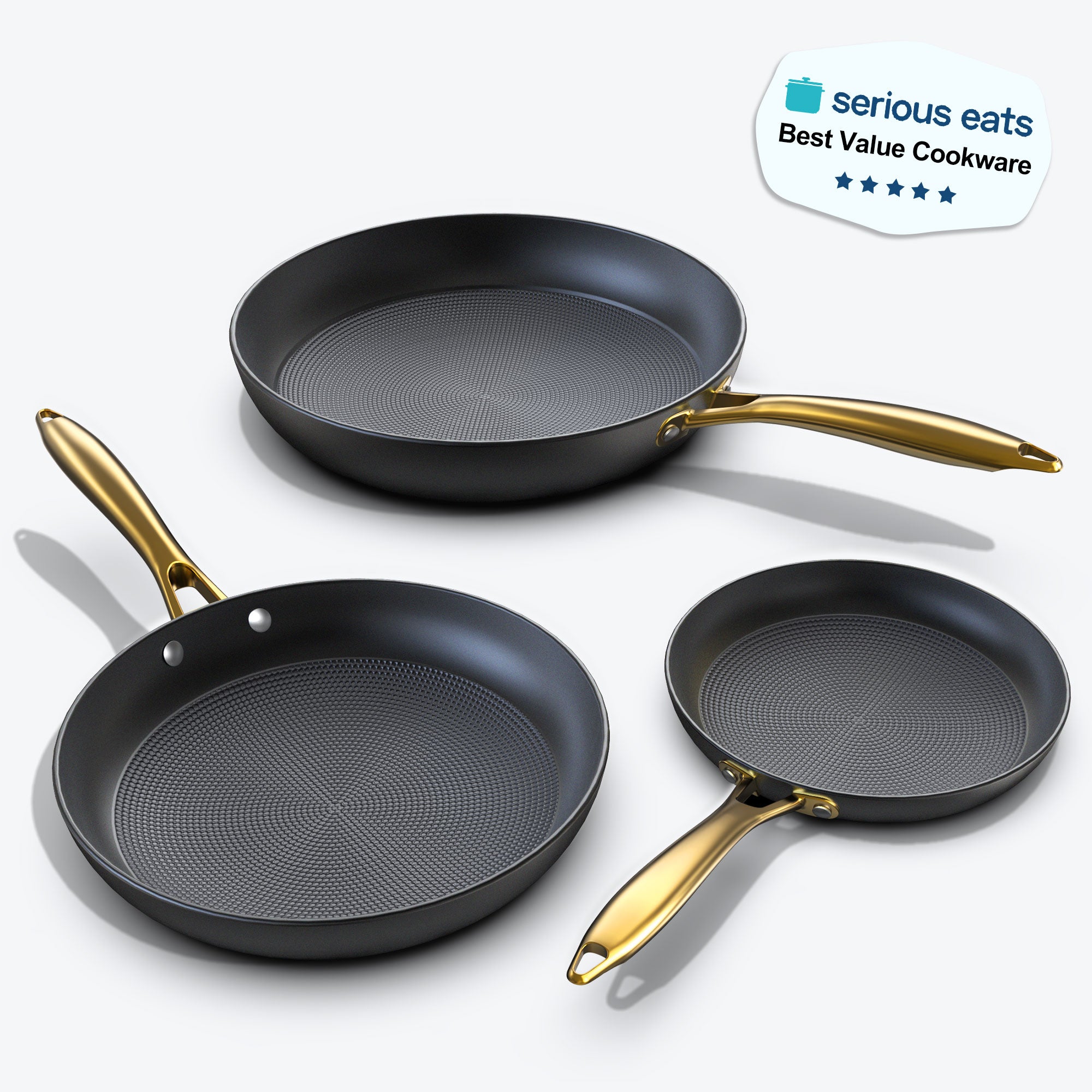 Non-Stick Frying Pan Set with Wooden Handle - 8