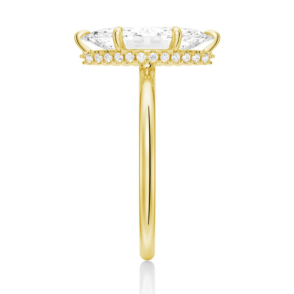 Petite Marquise Solitaire Moissanite Engagement Ring & Wedding Band Set for Couples - Perfect for Proposals, Anniversaries, and Romantic Occasions