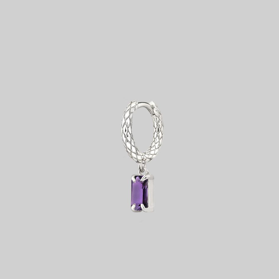 NYMPH Sterling Silver Amethyst Rectangle Dangle Hoop Earrings for Women | Elegant Jewelry Gift for Birthday, Anniversary & Special Occasions