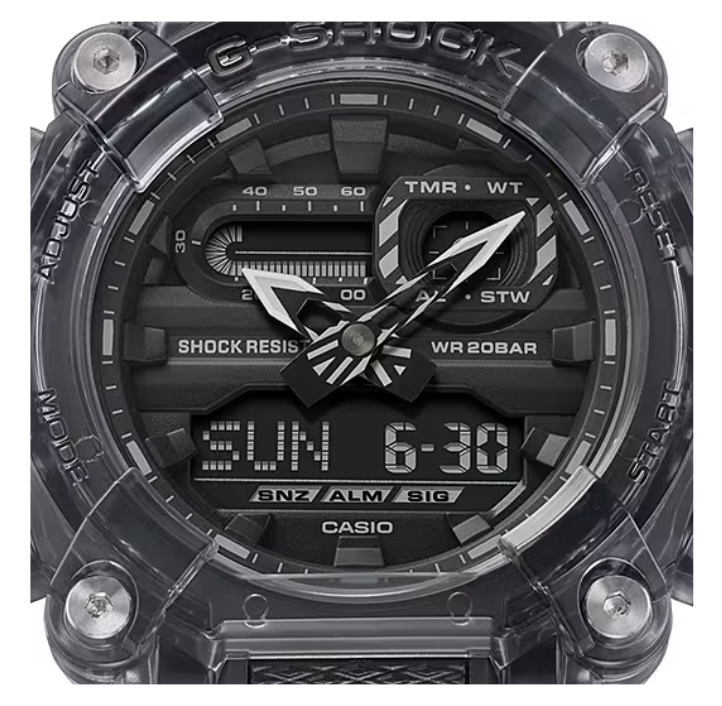 Casio G-Shock GA900SKE-8A Analog-Digital Transparent Gray Watch for Men - Durable Sports & Outdoor Military Style Timepiece