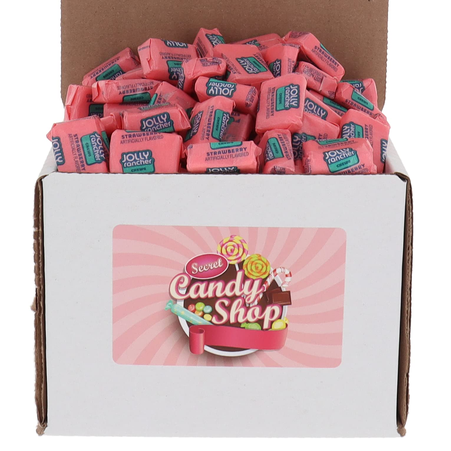 Jolly Rancher Chews Candy - 1lb Individually Wrapped Strawberry Flavored Hard Candy in Resealable Box | Perfect for Halloween, Party Favors & Office Snacks