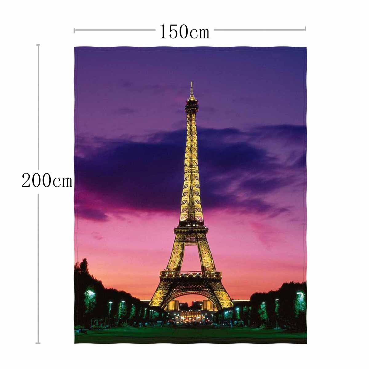 QH Eiffel Tower Velvet Plush Throw Blanket - Ultra Soft & Cozy Lightweight Blanket (58''×80'') for Couch, Sofa, Bed, Travel & Gift | Paris-Themed Home Decor