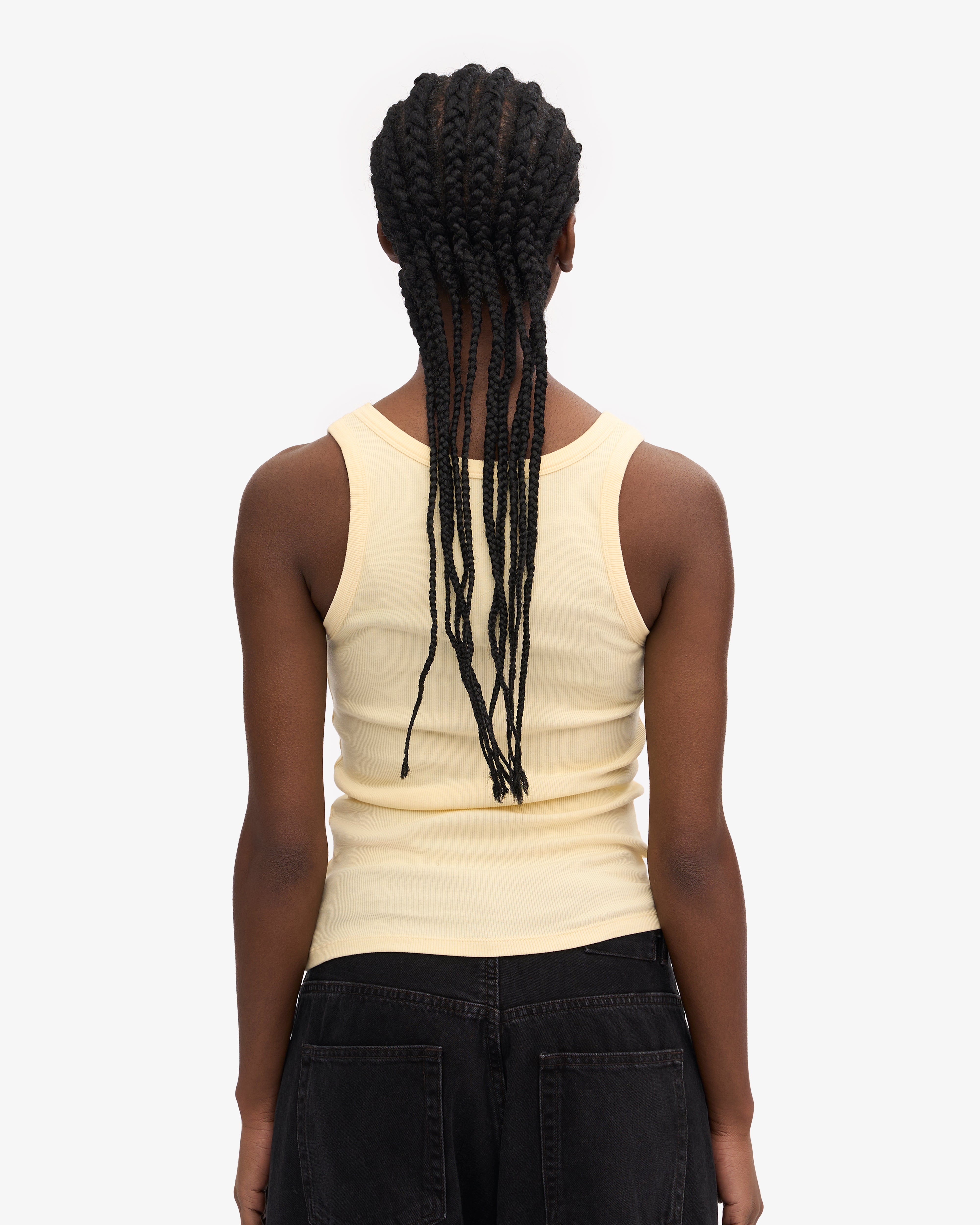 Organic Cotton Ribbed Tank Top for Women - Soft Yellow - Perfect for Yoga, Gym & Summer Outfits