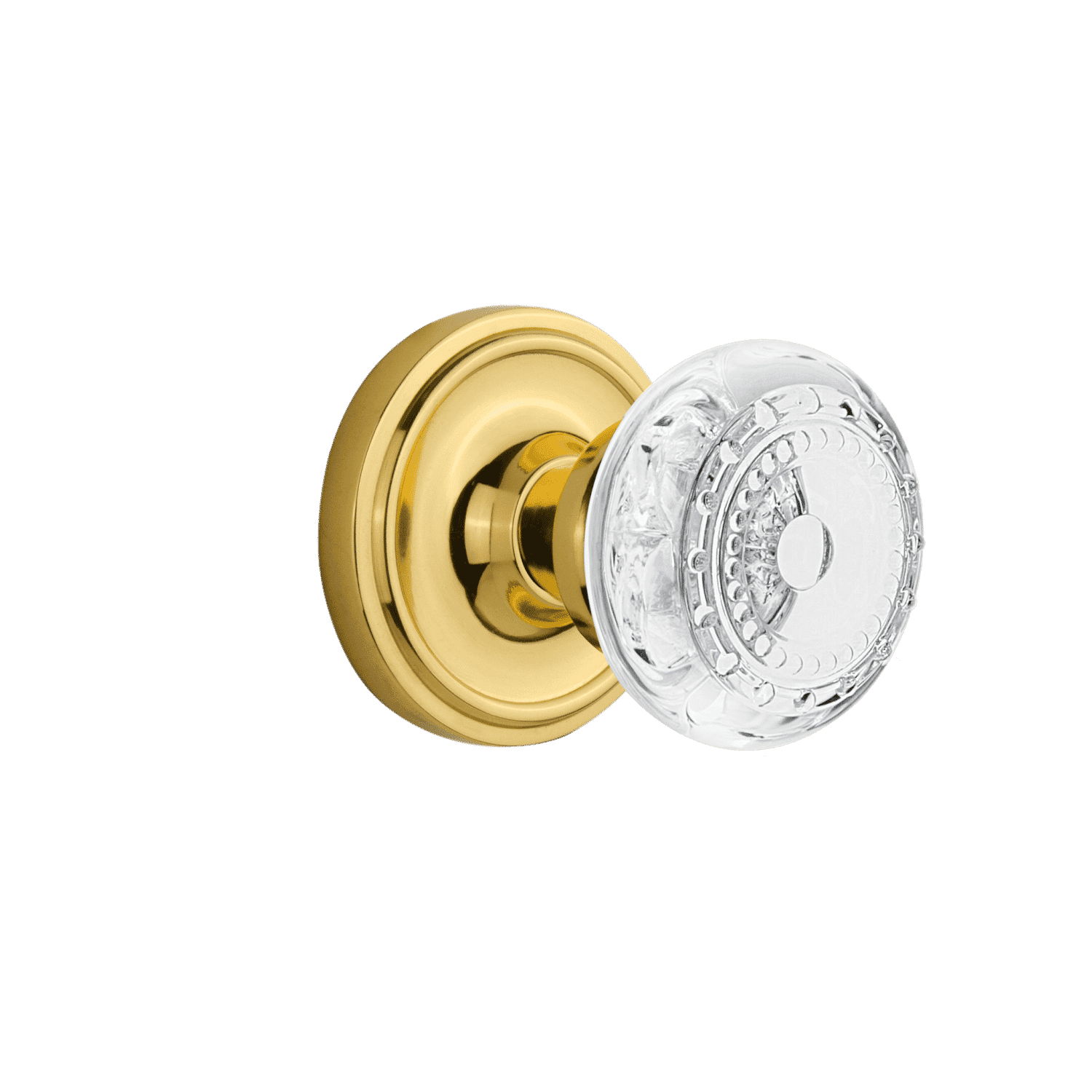 Classic Rosette with Crystal Meadows Knob in Polished Brass - Elegant Cabinet & Drawer Hardware for Home Decor & Furniture Upgrade