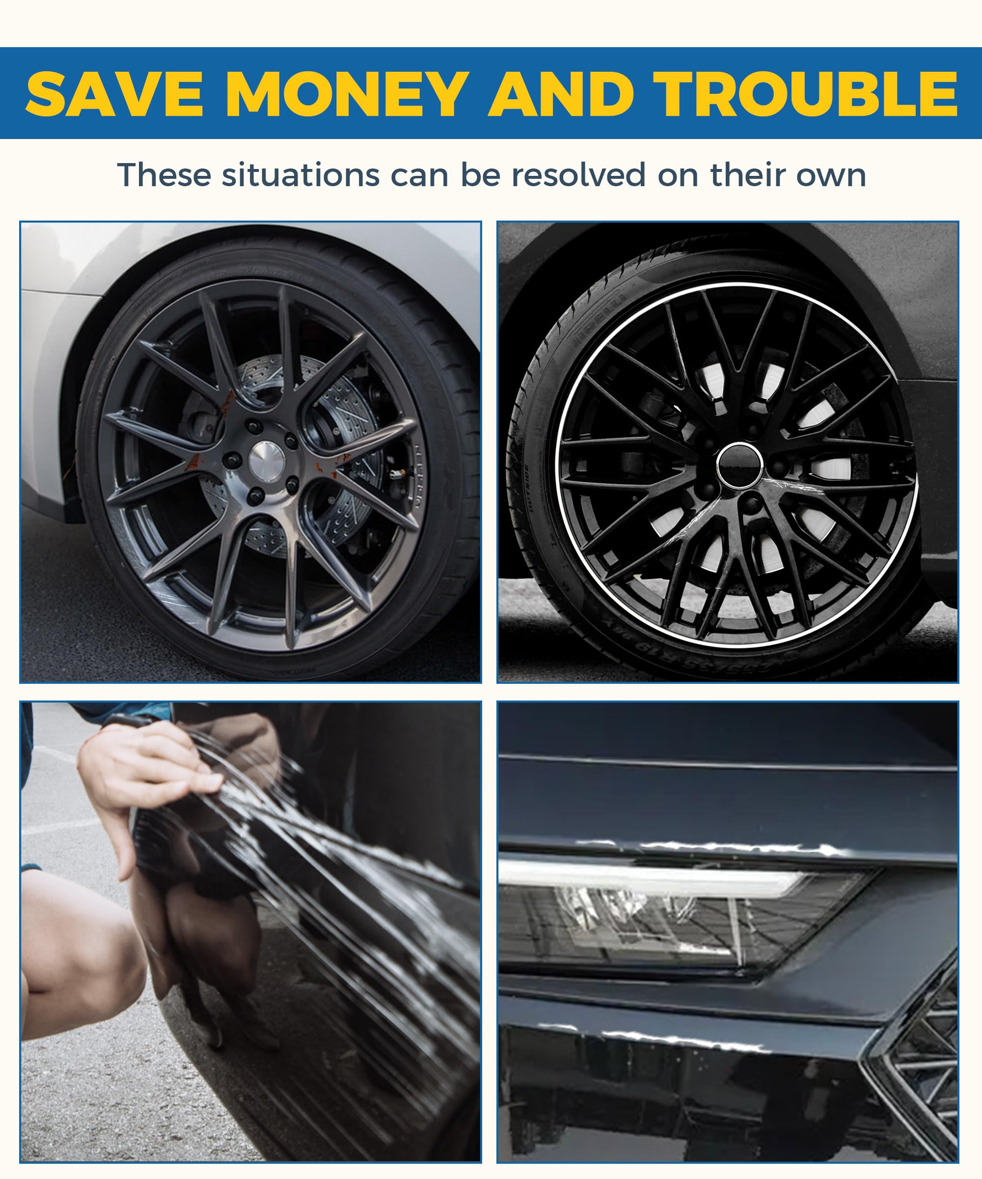 Car Touch Up Paint & Rim Scratch Repair Kit (Black) - Fix Scratches on Wheels & Body