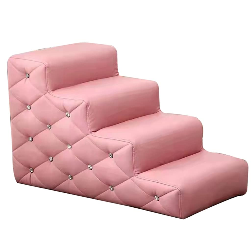 Pet Stairs for Small Dogs & Cats - Non-Slip Portable Dog Steps for Bed, Couch & Sofa - Lightweight Pet Ramp with Anti-Slip Surface (Pink, 80x40x48cm) - Perfect for Elderly Pets & Puppies to Climb Safely