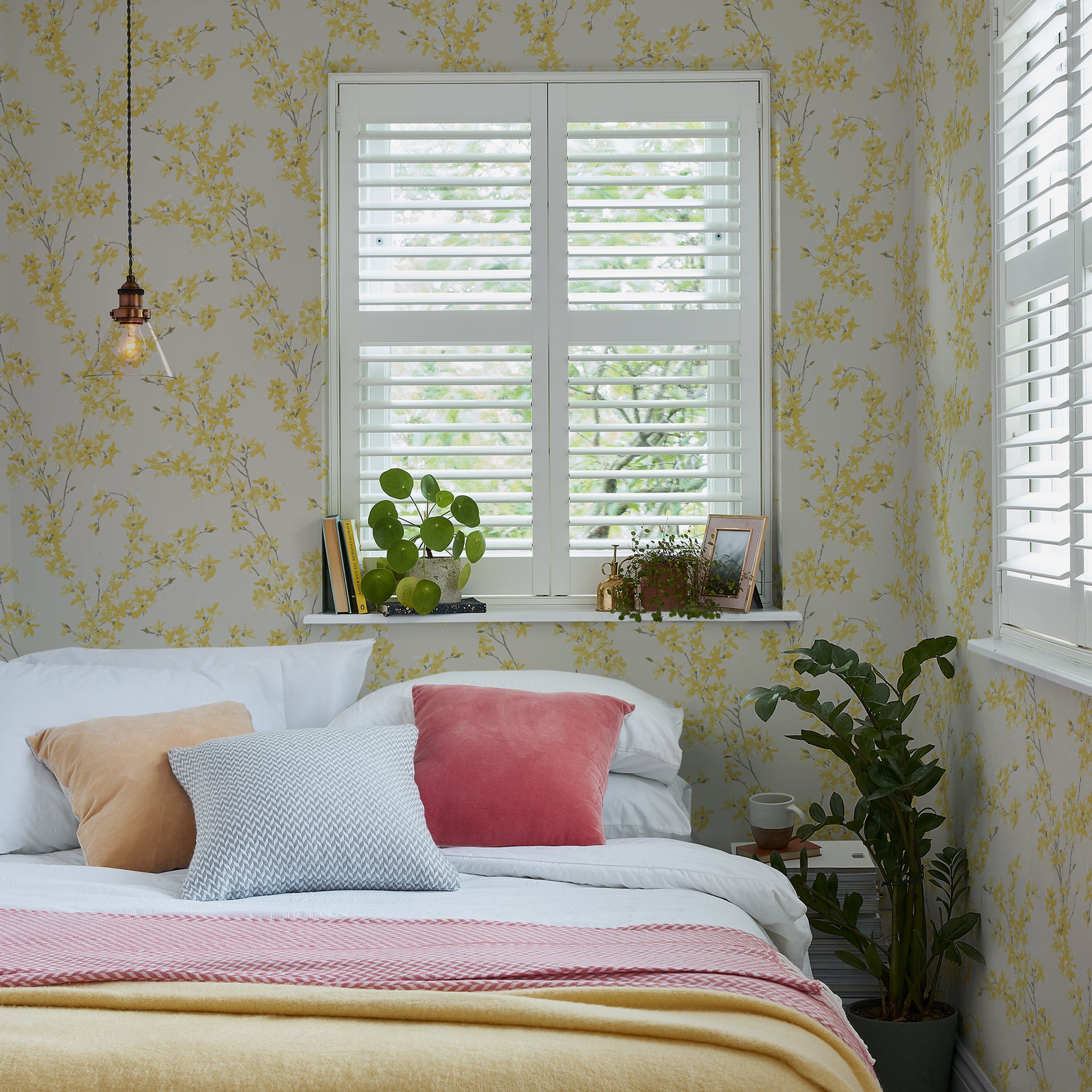Laura Ashley Forsythia Sunshine Wallpaper - Floral Peel & Stick Wallpaper for Bedroom, Living Room, Bathroom Decor | Easy to Apply & Removable