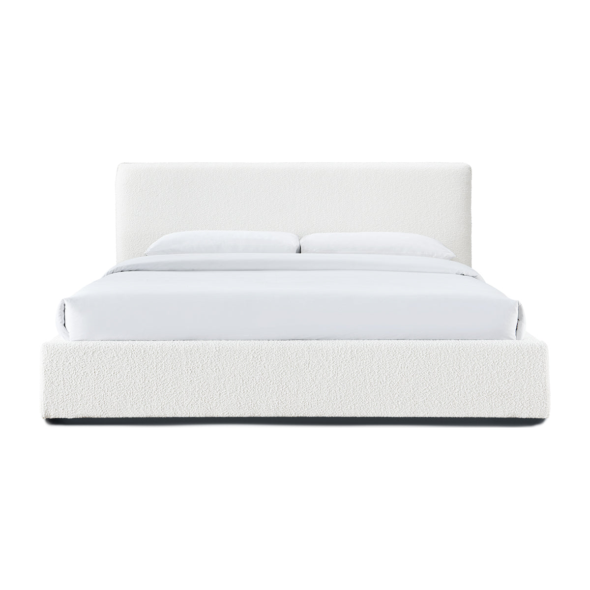 Luxury Dane Boucle King Size Bed Frame - White Upholstered Headboard for Modern Bedroom | Perfect for Master Bedroom, Guest Room & Home Decor