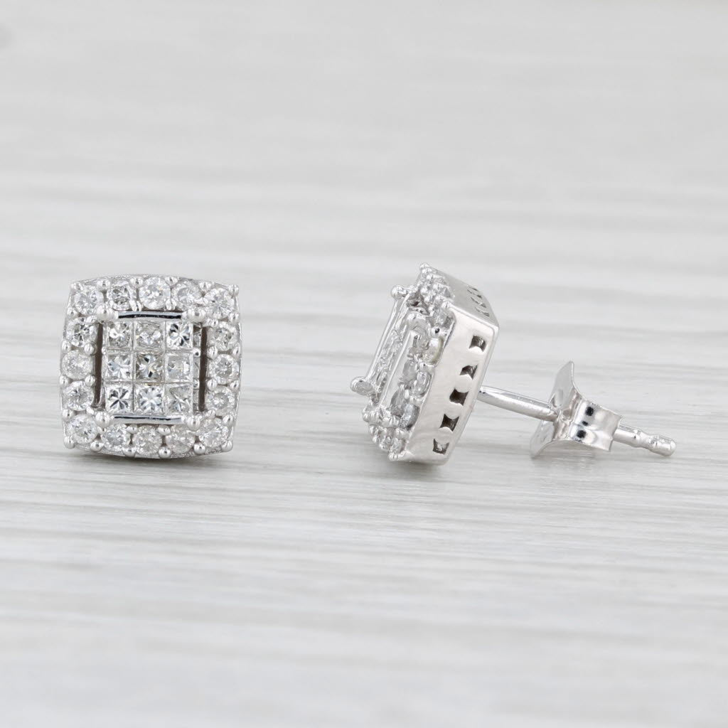 0.40ctw Diamond Halo Stud Earrings in 10k White Gold - Elegant Jewelry for Women, Perfect for Weddings, Anniversaries & Special Occasions