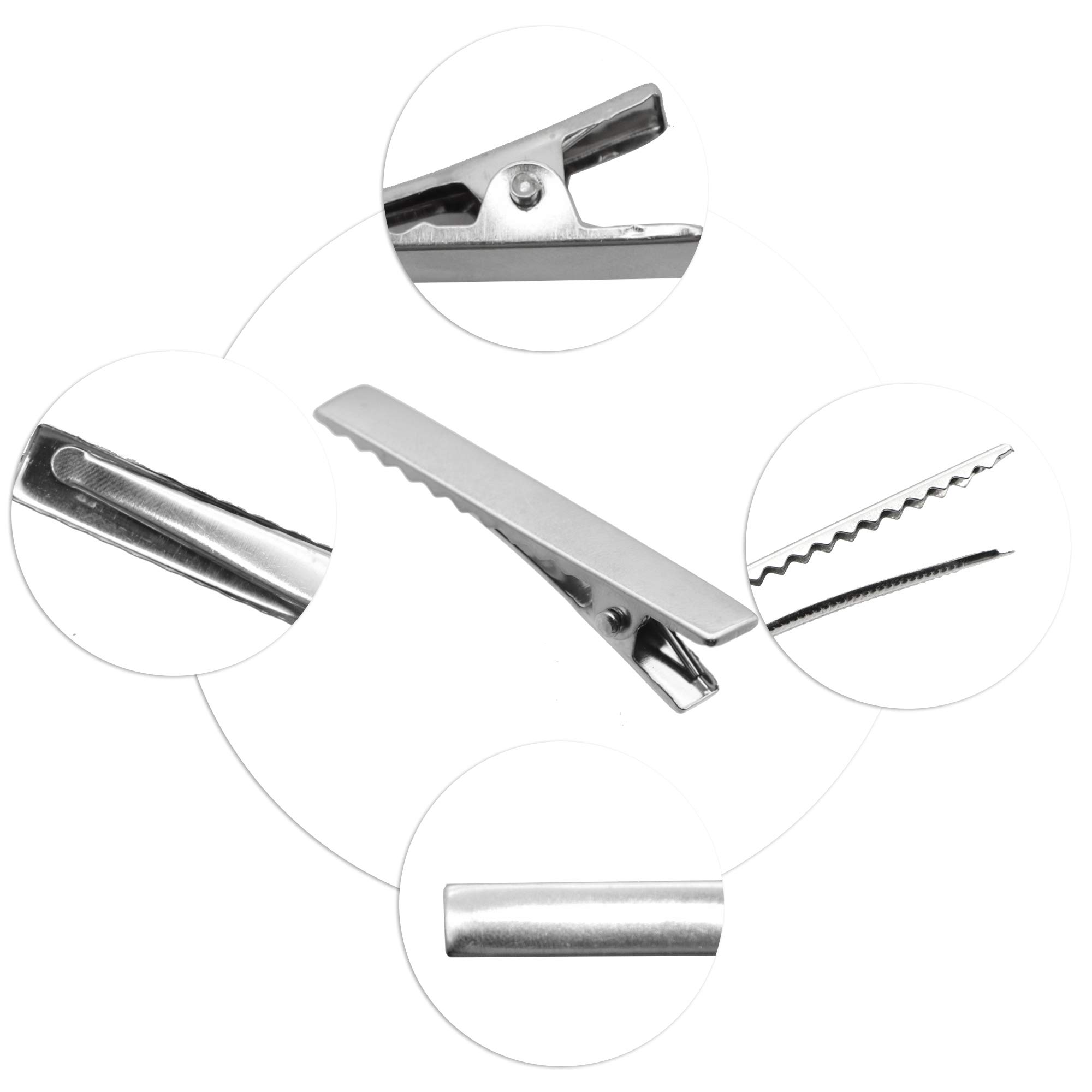 55mm Silver Metal Alligator Hair Clips Pins 100 Pcs - Flat Top with Teeth for Hairdressing Salon, Hair Grip, Arts and Crafts Projects, Hairpins for Women and Hairdressers - Perfect for Styling, Extensions, and DIY Accessories