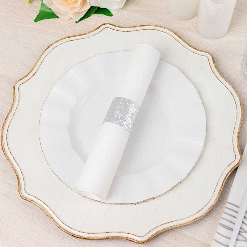 50 Pack Disposable Glitter Napkin Rings for Wedding, Party, Baby Shower & Holiday Table Decor - Gold & Silver Elegant Napkin Holders