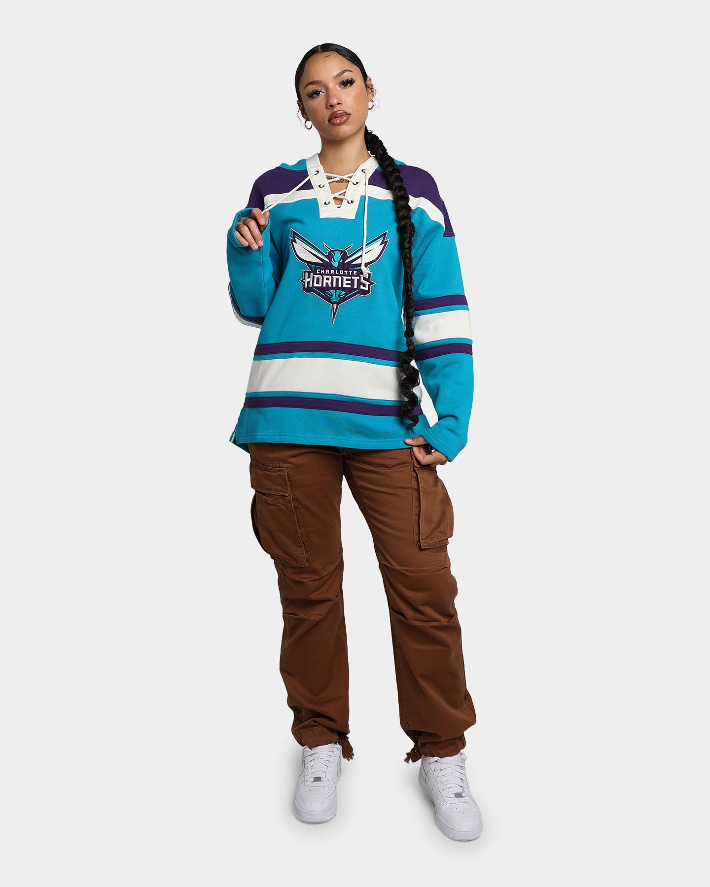 47 Brand Charlotte Hornets Superior Lacer Hoodie Neptune - Men's NBA Basketball Team Zip-Up Sweatshirt for Game Day & Casual Wear