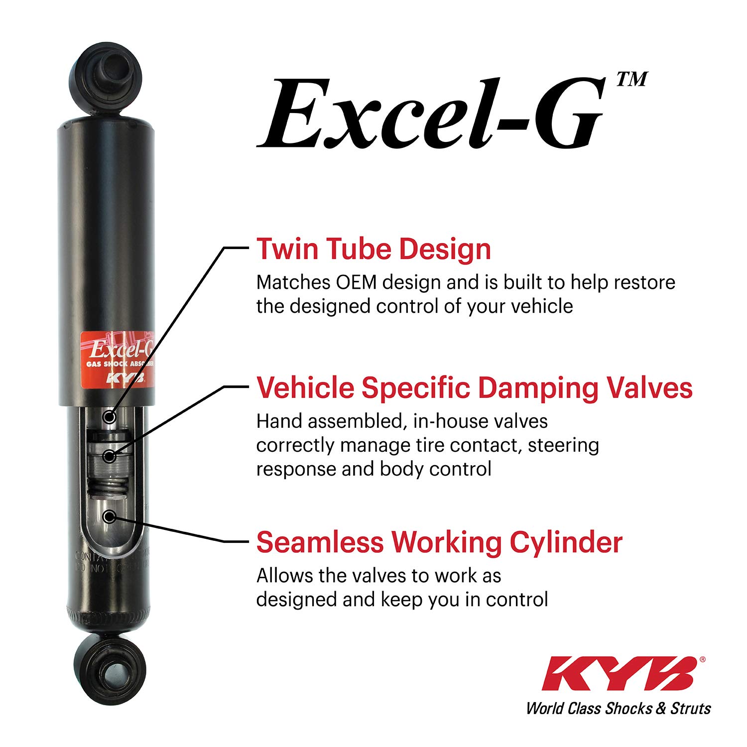 KYB 366004 Excel-G Gas Cartridge - High Performance Shock Absorber for Smooth Ride | Perfect for Trucks, SUVs, and Off-Road Vehicles