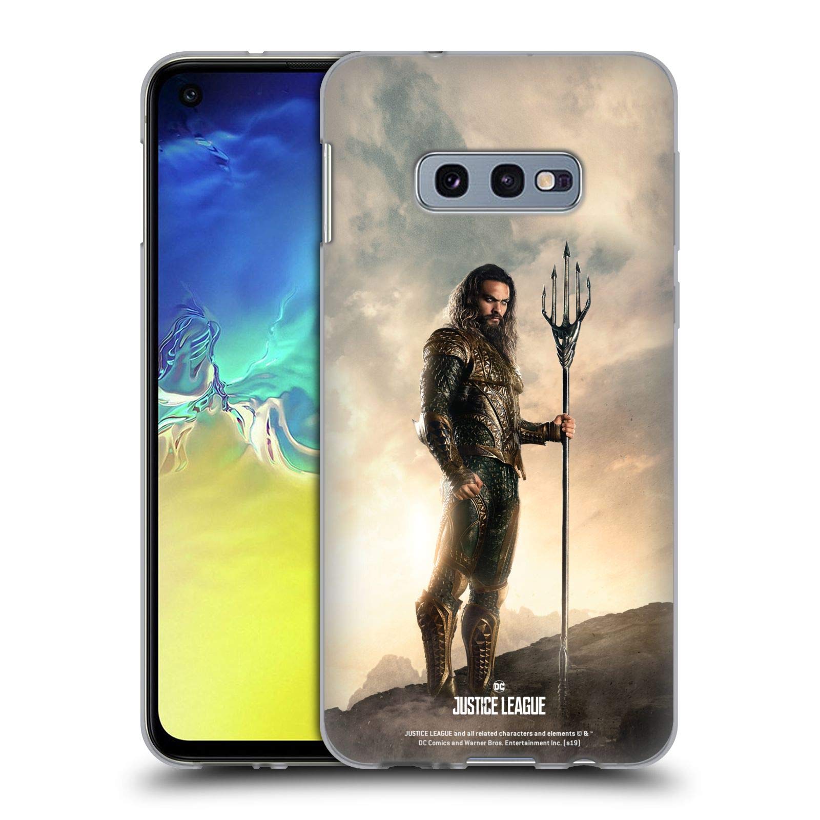Justice League Movie Aquaman Phone Case for Samsung Galaxy S10e - Officially Licensed Soft Gel Cover with Premium Character Design - Perfect for DC Fans and Superhero Enthusiasts