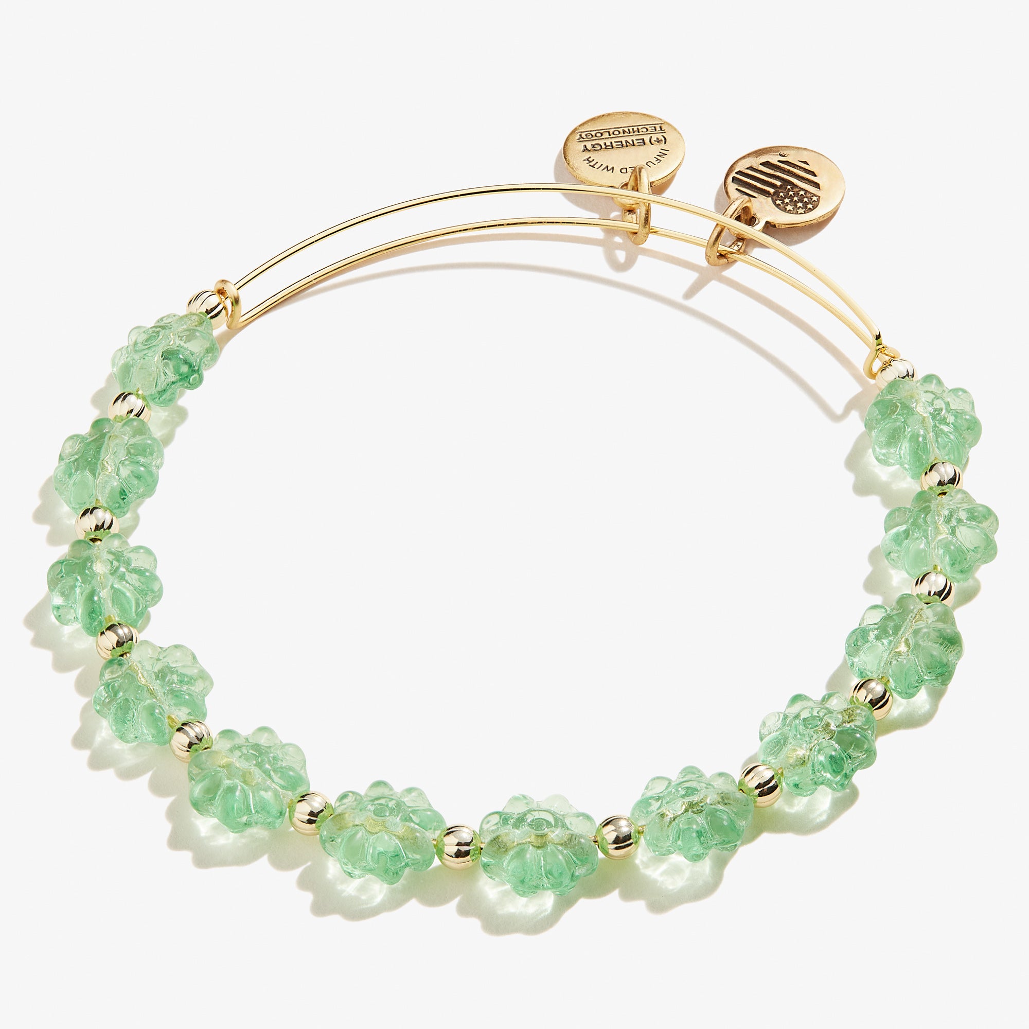 Daisy Beaded Charm Bangle Bracelet - Pear Green Beaded Jewelry for Women - Perfect for Spring Outfits, Boho Style & Everyday Wear