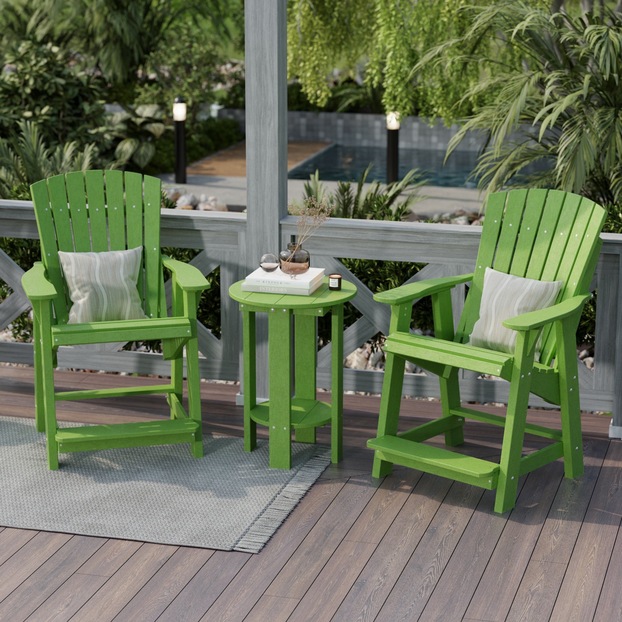 Premium Heritage High Adirondack Chair - Solid Wood Outdoor Patio Furniture for Garden, Deck, Poolside & Backyard Relaxation