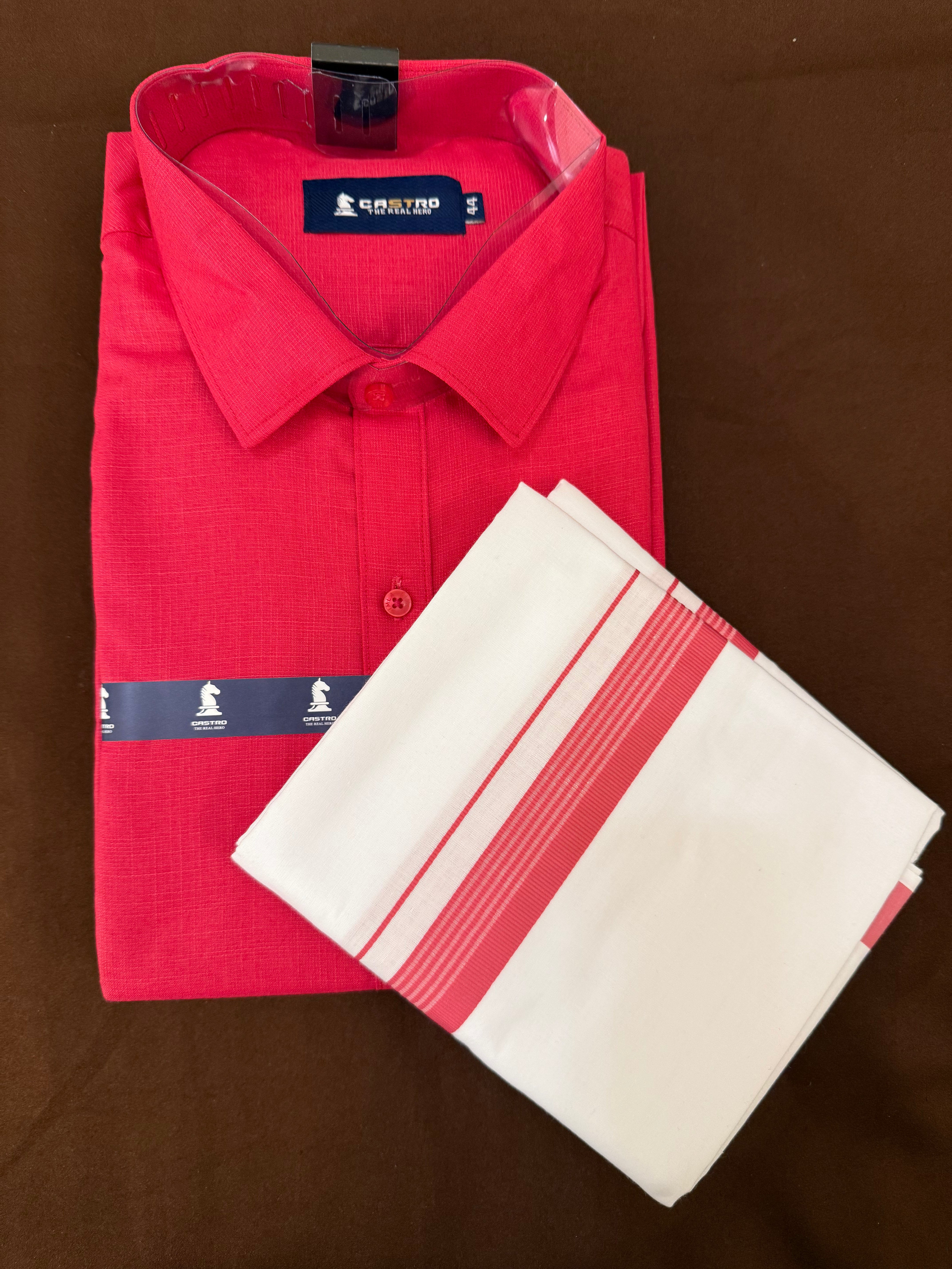 Stylish Dark Pink Men's Cotton Shirt with Embroidered Border - Perfect for Festivals, Weddings & Cultural Events