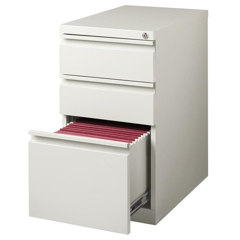 Home Square 2-Piece Metal File Cabinet Set with 3 Drawers - Light Gray Office Storage Solution for Documents, Files & Office Supplies