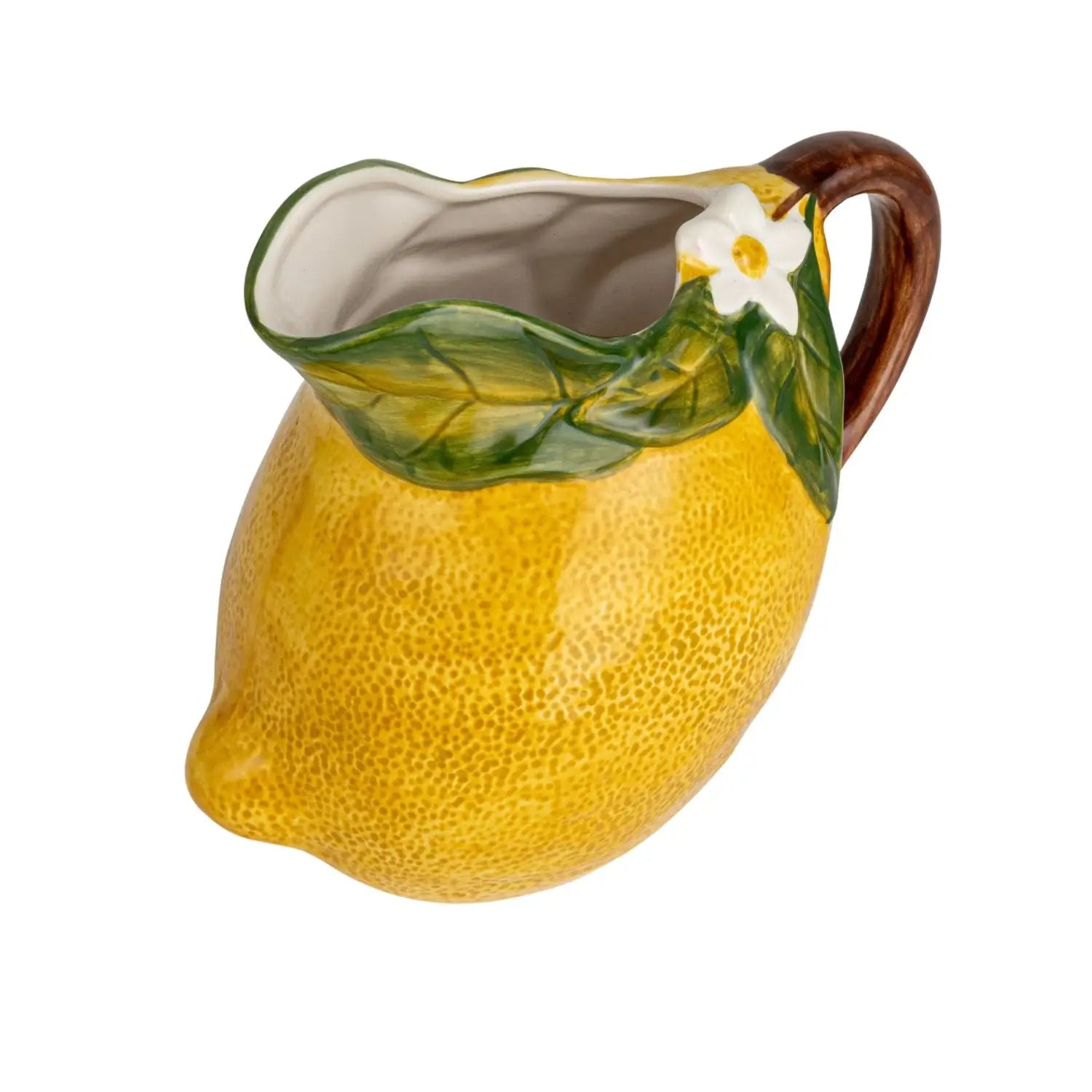 Hand Painted Lemon Shaped Pitcher - Unique Ceramic Pitcher for Lemonade, Iced Tea & Summer Drinks - Perfect for Kitchen Decor, Parties & Outdoor Entertaining