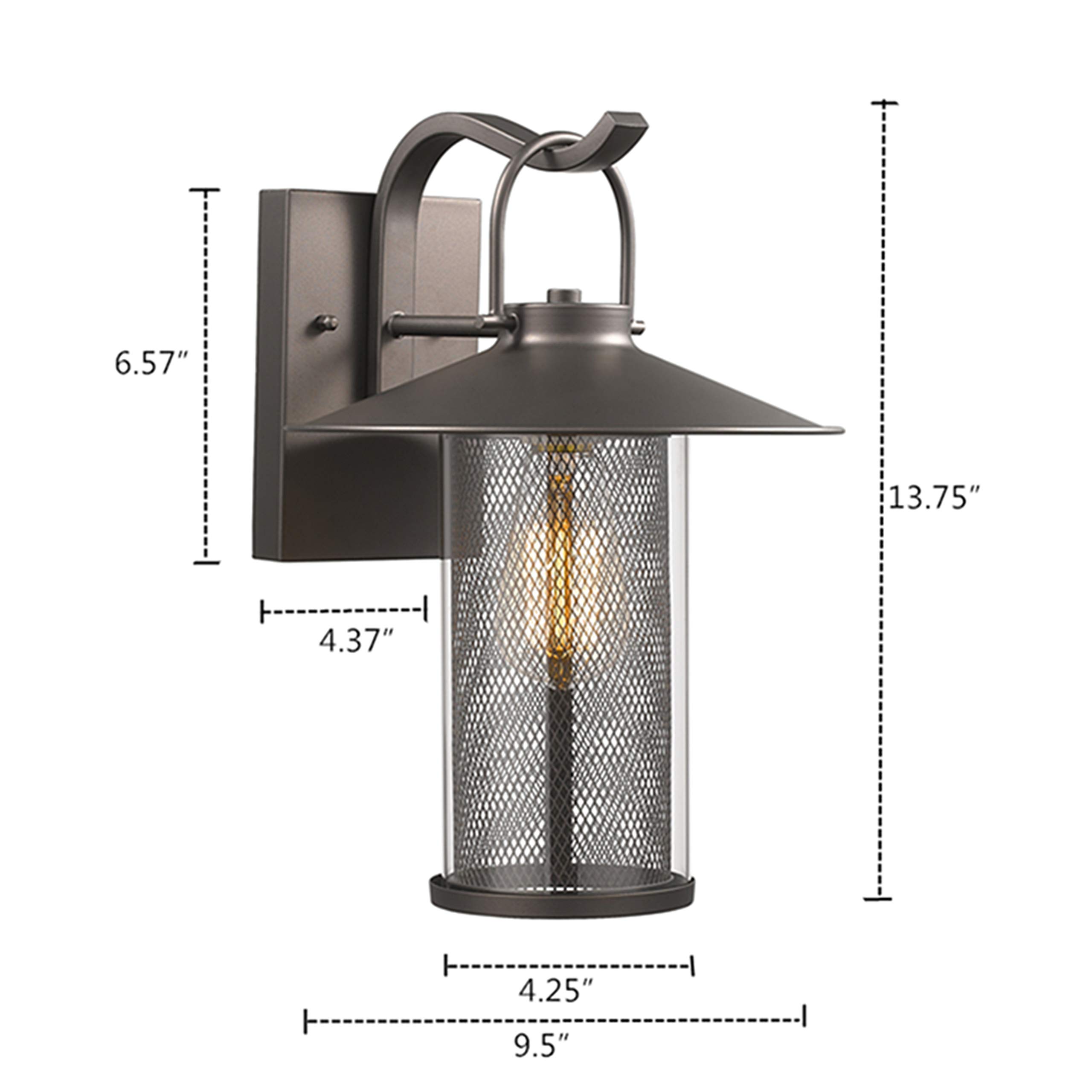 Industrial-Style 1 Light Rubbed Bronze Outdoor Wall Sconce - 14