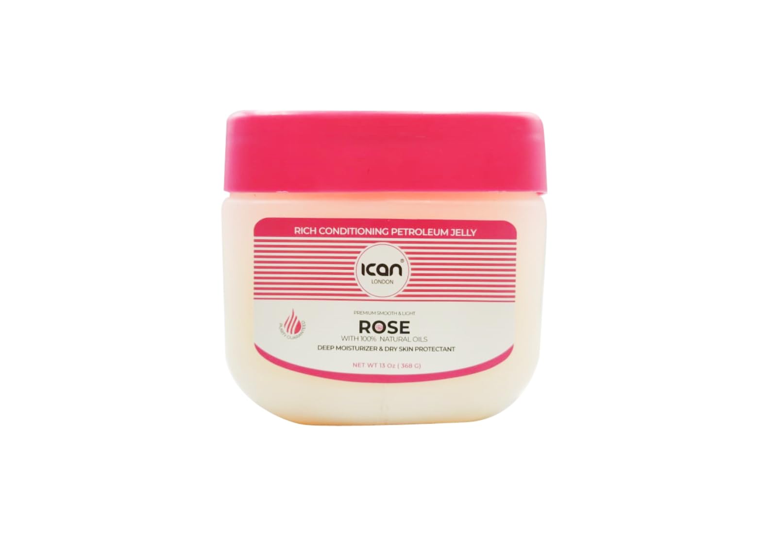 ICAN LONDON ROSE 100% Pure Petroleum Jelly 13oz (368g) - Moisturizing Skin Care for Dry Lips, Hands & Face | Multi-Purpose Healing Ointment for Babies & Adults