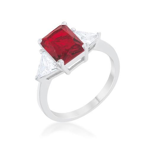 Classic Ruby Rhodium Engagement Ring for Women - Vintage Style Wedding Band, Elegant Promise Ring for Her - Perfect for Proposals, Anniversaries & Special Occasions