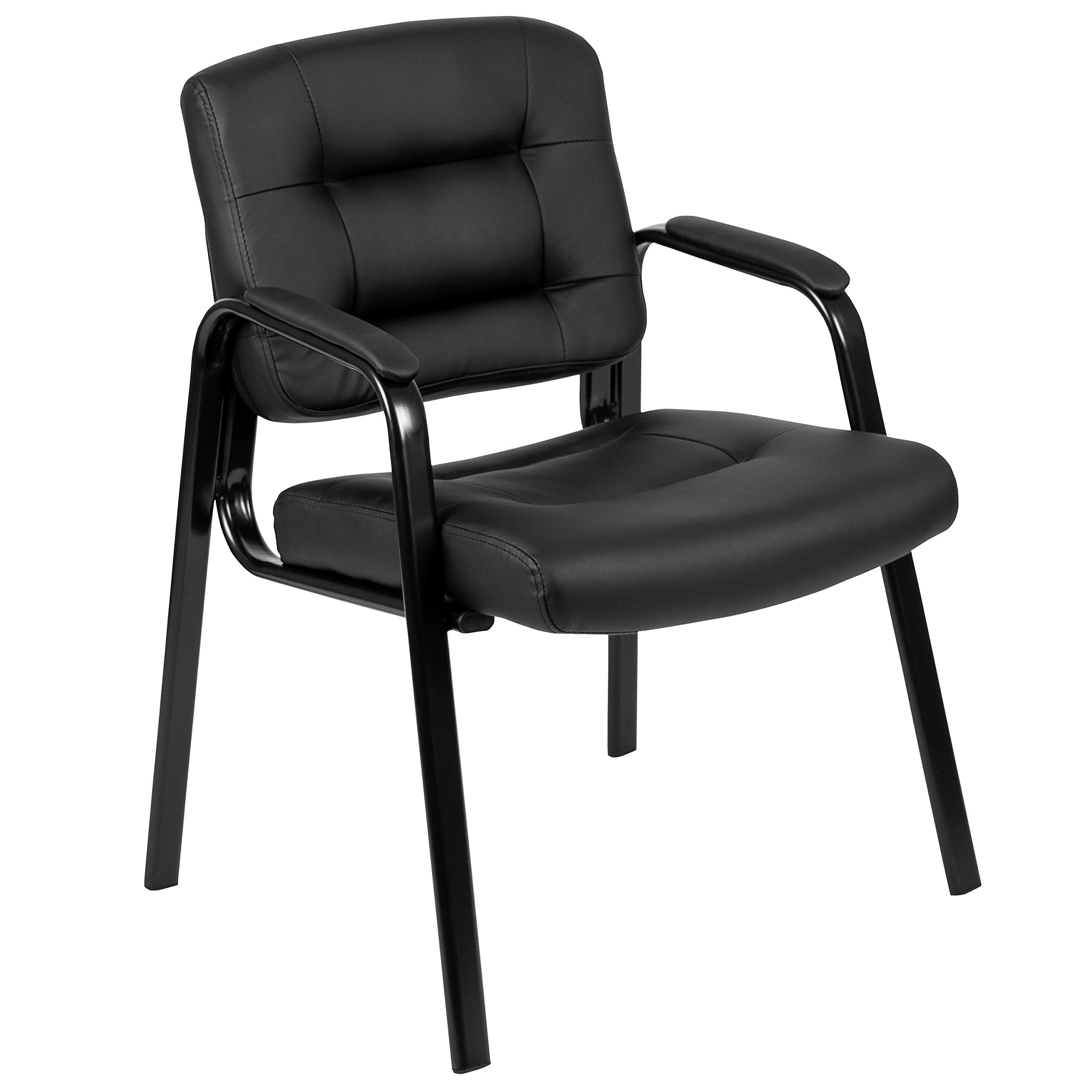 Premium Black LeatherSoft Executive Reception Chair - Ergonomic Guest Chair for Office, Lobby & Waiting Room - Comfortable Seating for Visitors & Clients