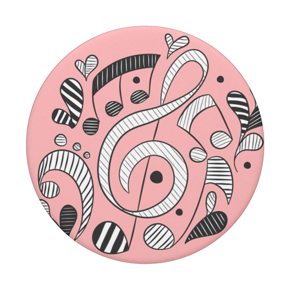 Hand-Drawn Music Notes & Hearts Design on Pink Background - Perfect for Music Lovers, Classroom Decor, and Creative Projects