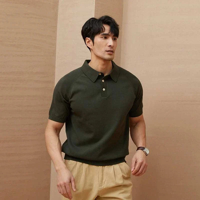 Premium Knitted Polo Shirt for Men - Soft Cotton Casual & Business Wear - Perfect for Office, Golf & Summer Outfits