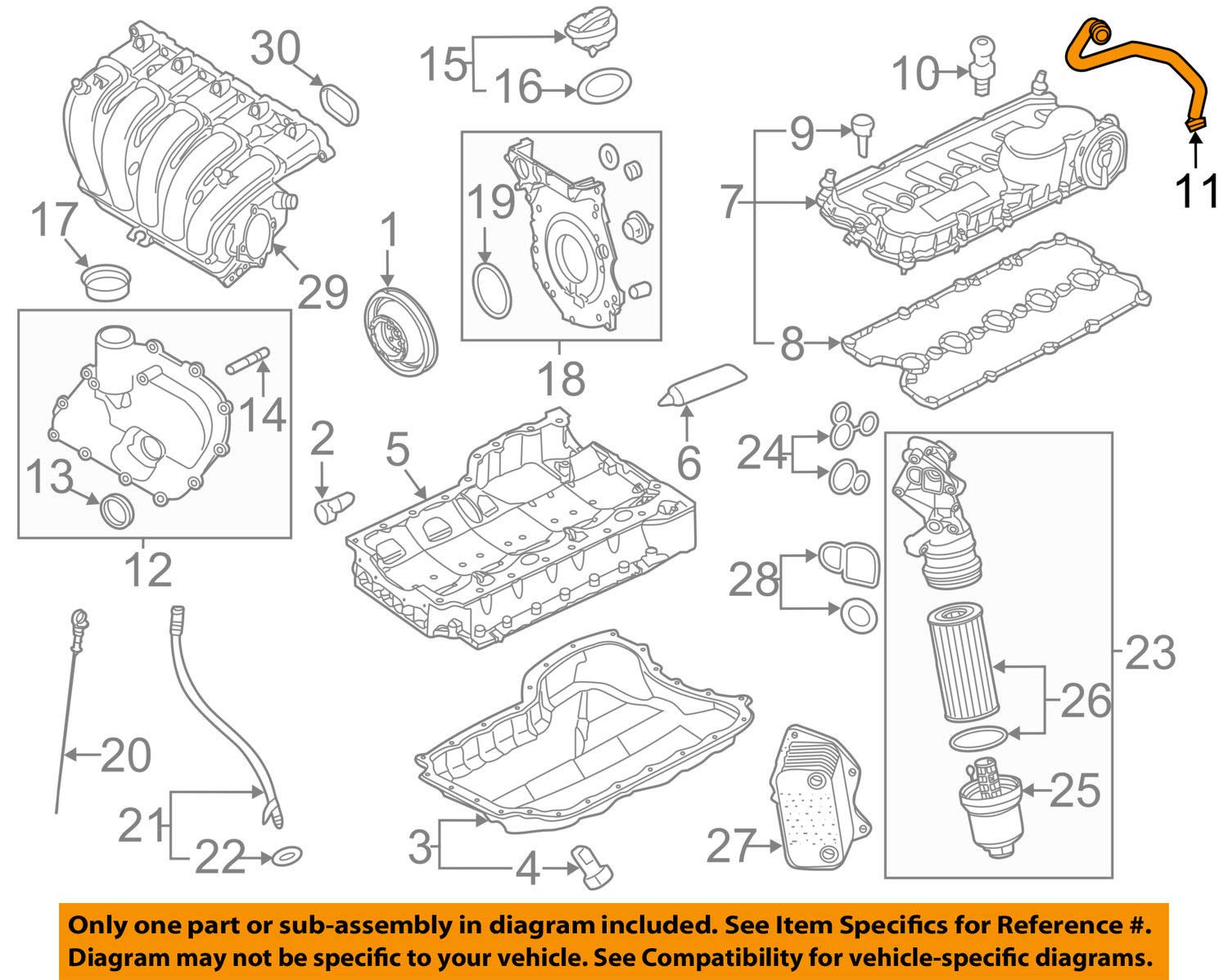 Genuine OEM Volkswagen 07K103211B Vent Hose - Replacement Part for Engine Air Ventilation System