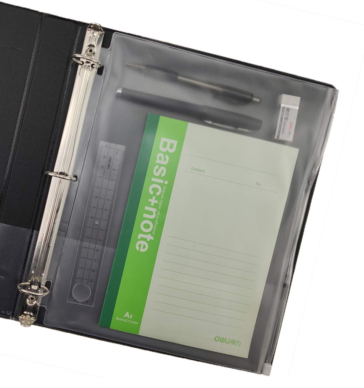 YoeeJob 30-Pack Clear Plastic Zipper Binder Pockets for 3-Ring Binders - Letter Size, 3-Hole Punched, Durable File Organizers for Office, School & Home - Perfect for Documents, Reports, and Homework Organization