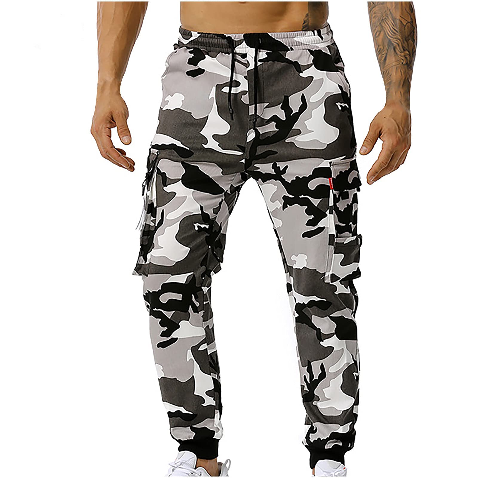 Men's Striped Cargo Pants with Belt Placket & Zipper Details - Stylish Casual Trousers with Multiple Pockets | Perfect for Outdoor Activities, Streetwear & Everyday Fashion