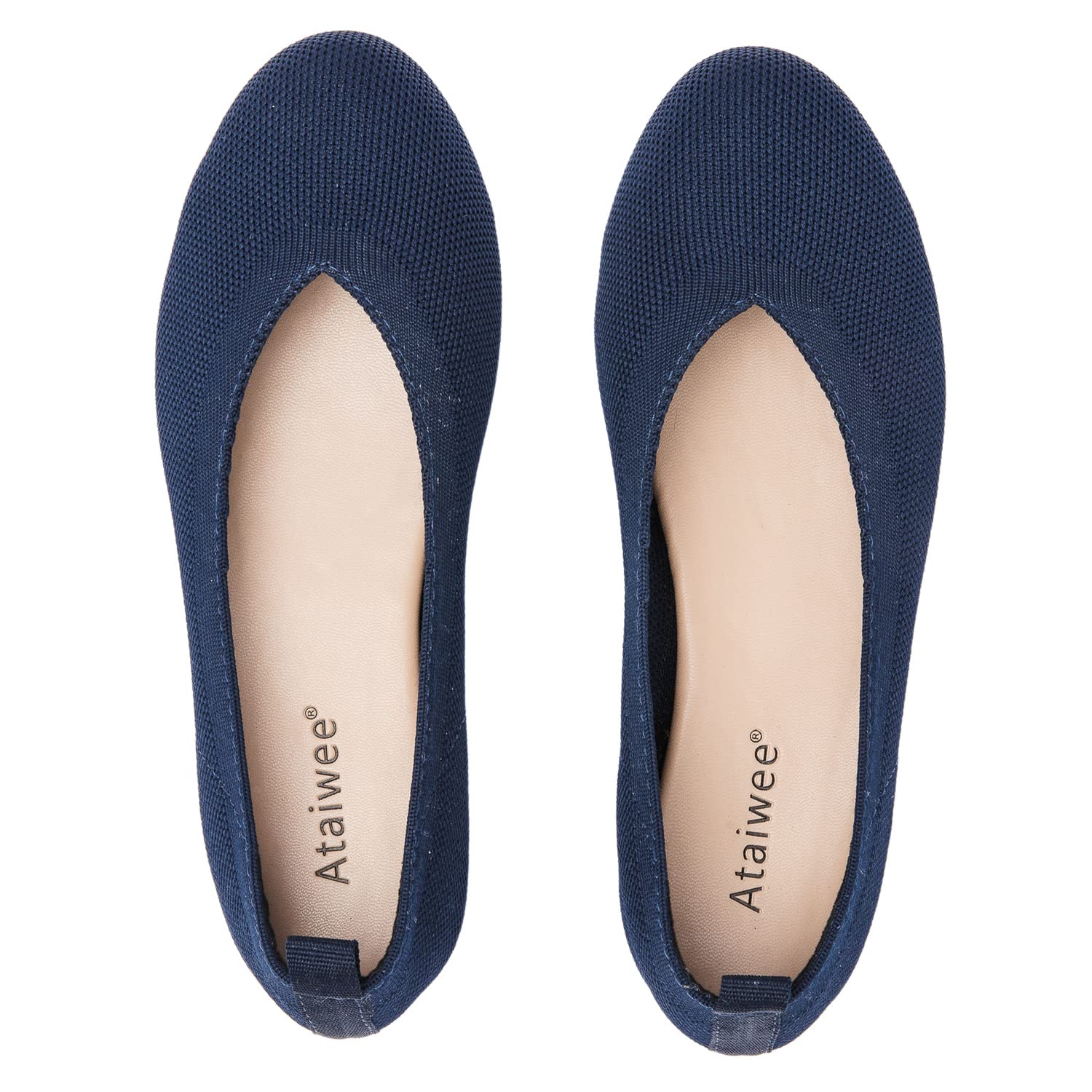 Ataiwee Women's Ballet Flats - Breathable Knitted Slip-On Dress Shoes for Women | Comfortable & Lightweight Walking Shoes for Work, Travel & Casual Outfits