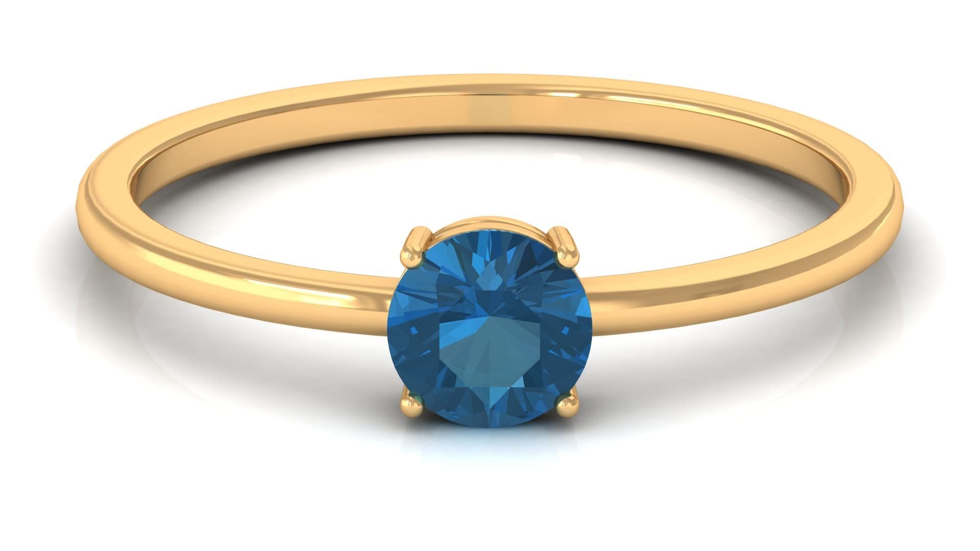 Certified London Blue Topaz Solitaire Promise Ring for Women - December Birthstone, AAA Quality, 14K Solid Gold - Perfect for Anniversaries, Engagements & Special Occasions