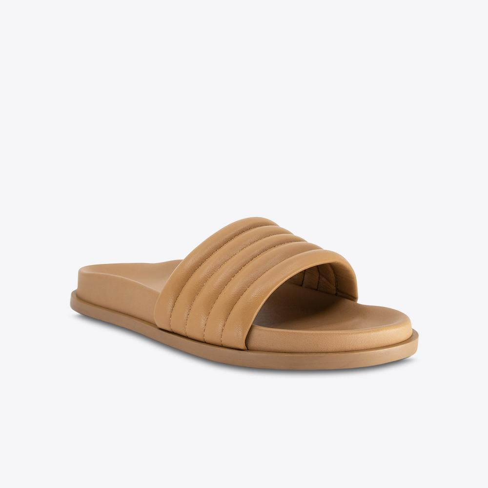 Orla Comfortable Tan Leather Footbed Sandals for Women - Perfect for Summer, Beach, and Casual Wear