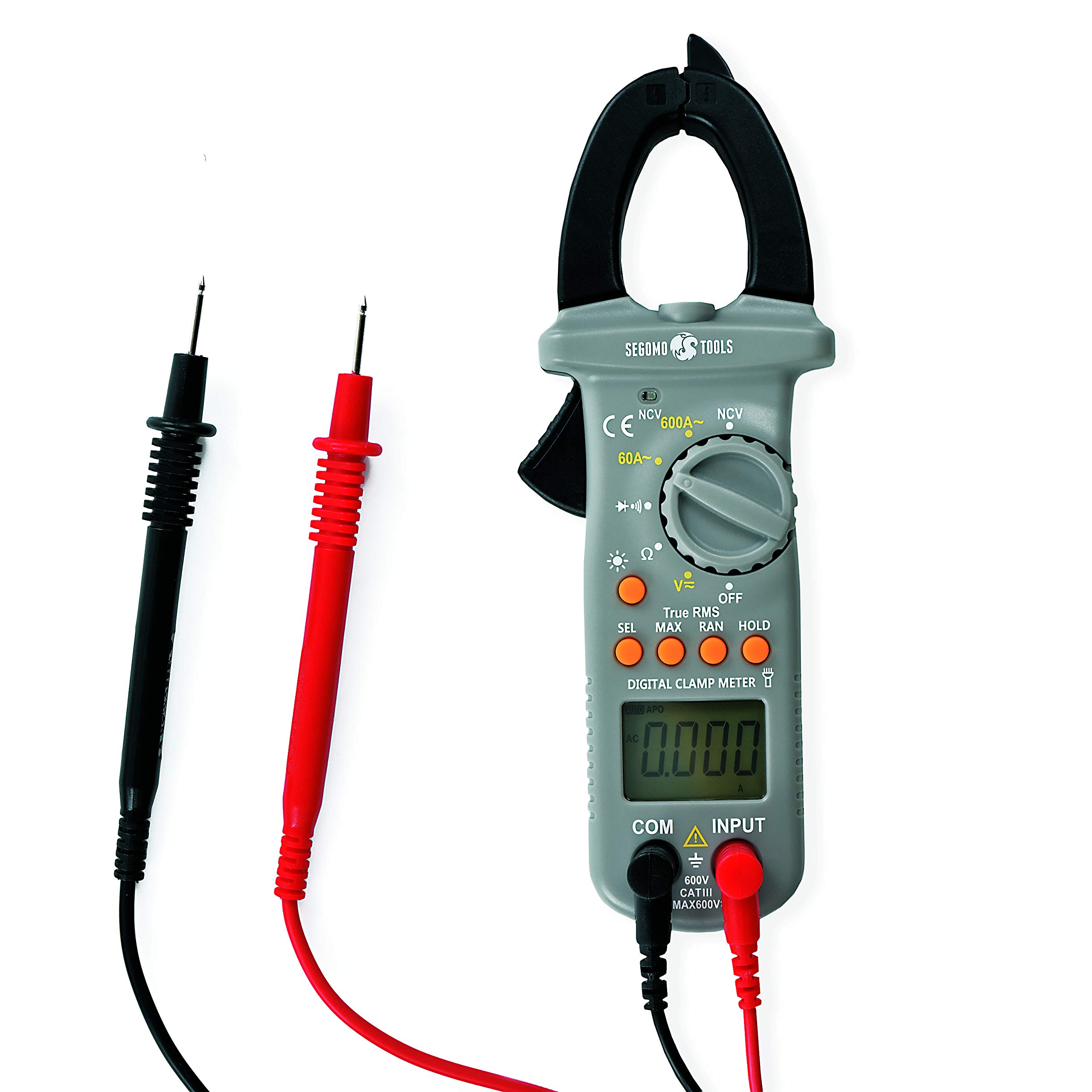 Segomo Tools TRMS 6000 Count Digital Clamp Meter - Auto Ranging Multimeter for AC/DC Voltage, Current, Resistance, Continuity & Diode Testing - Professional Electrical Tester for HVAC, Automotive & Home Electrical Repairs - Perfect for Electricians, Technicians & DIY Projects
