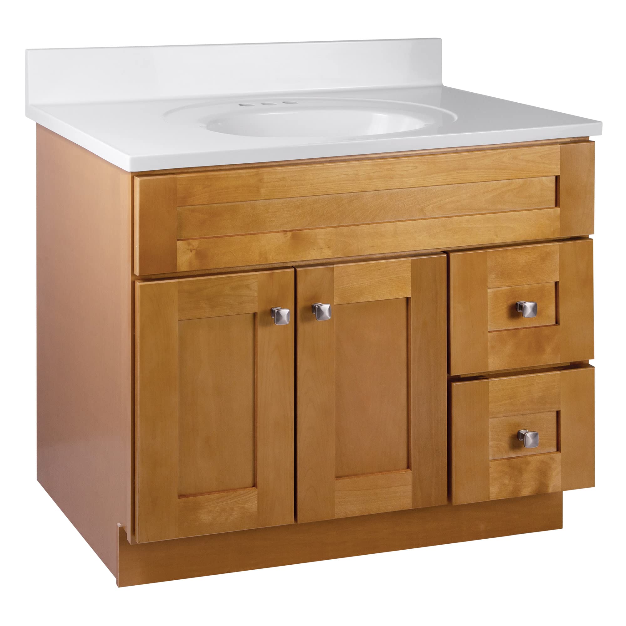 37 Inch Modern Bathroom Vanity Set with Countertop - Ready-to-Assemble Birch Wood Design for Small Bathrooms | Perfect for Home Renovation & Apartment Upgrades