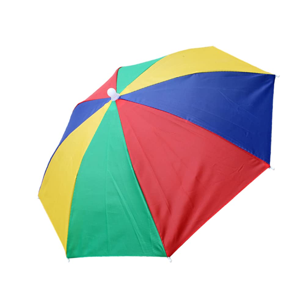 Funny Rainbow Fishing Umbrella Hat - Adjustable Sun & Rain Protection Cap for Summer, Gardening, Outdoor Activities - Hands-Free Foldable Elastic Headwear