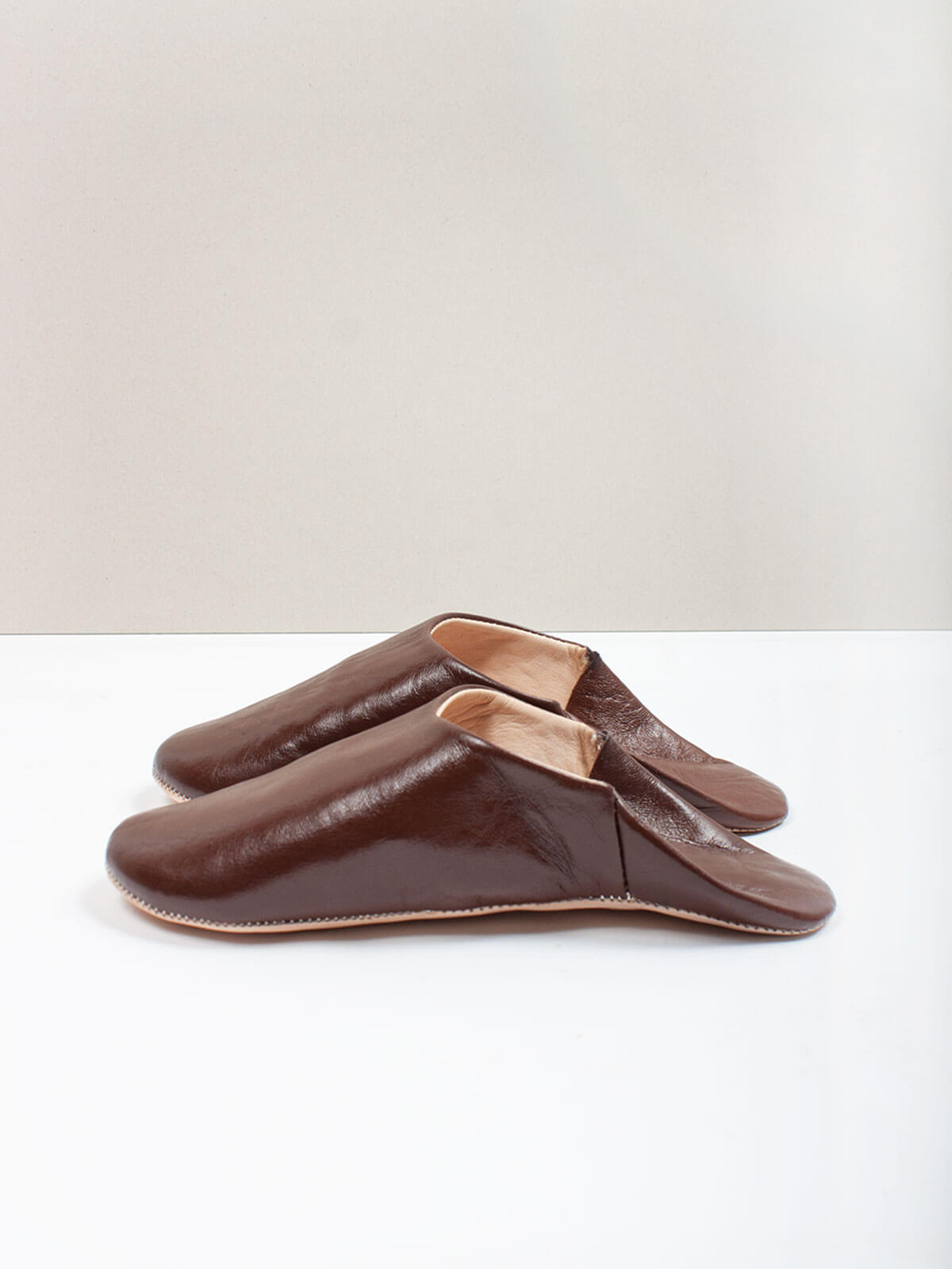 Authentic Moroccan Men's Babouche Slippers - Soft Leather Chocolate Brown | Comfortable House Shoes for Relaxation at Home