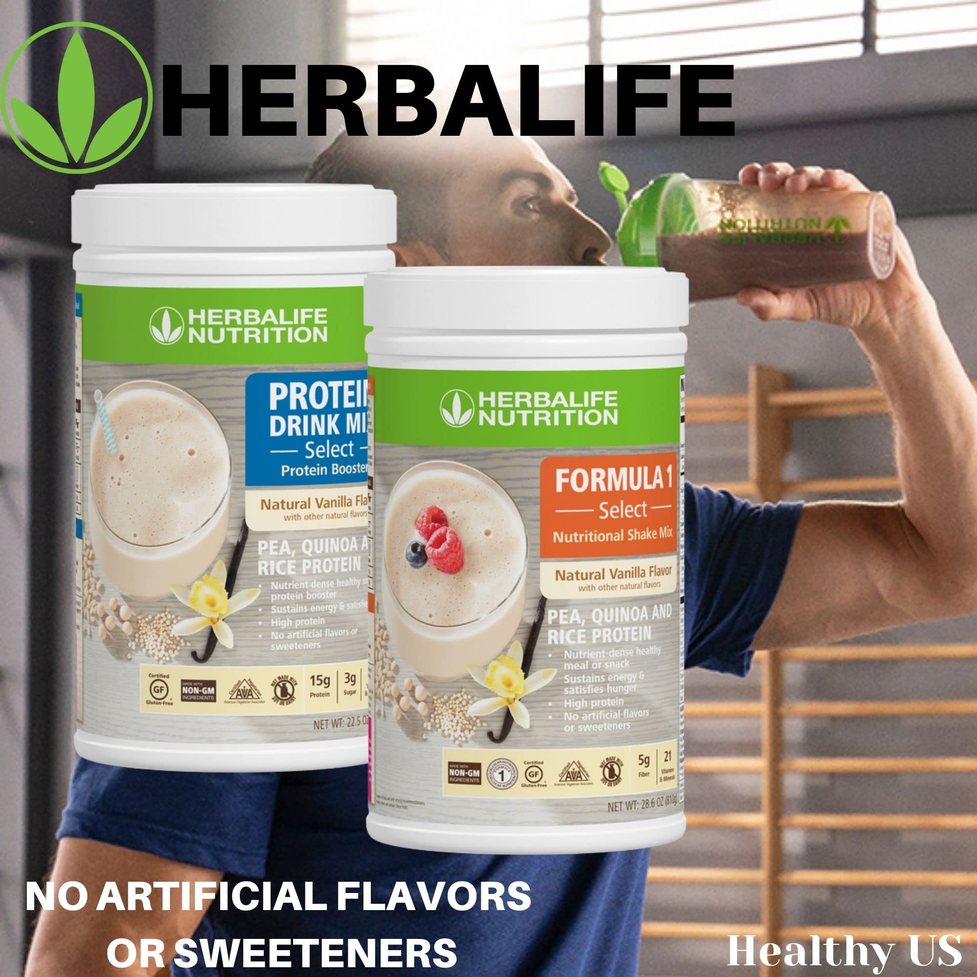 Herbalife DUO: Formula1 Select Natural Vanilla Flavor 810g & Protein Drink Mix 638g - Nutrient-Rich Meal Replacement Shake, Gluten-Free, No Artificial Sweeteners | Perfect for Weight Management, Post-Workout Recovery & Healthy On-The-Go Snacks