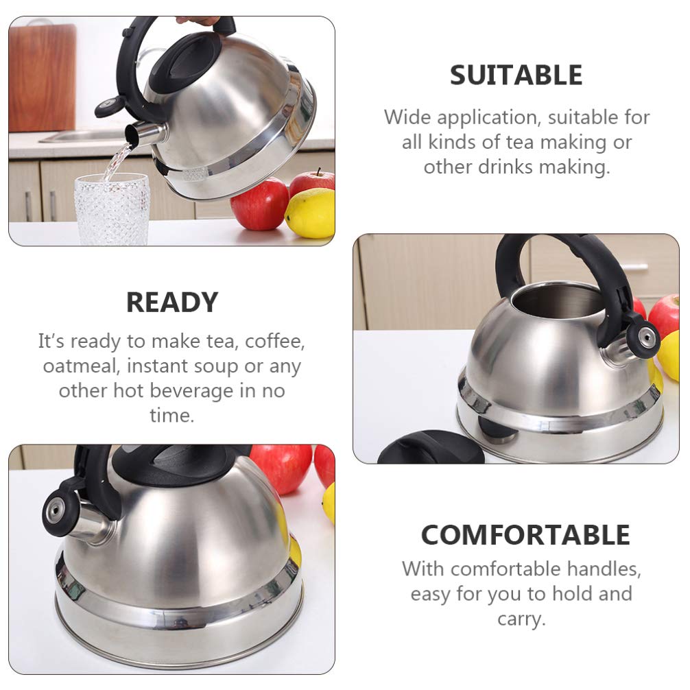 Premium Stainless Steel Whistling Tea Kettle - 2.5QT Thickened Bottom for Fast Boiling, Durable & Safe for Stovetop Use - Perfect for Tea, Coffee & Hot Water - Ideal for Home, Office & Camping