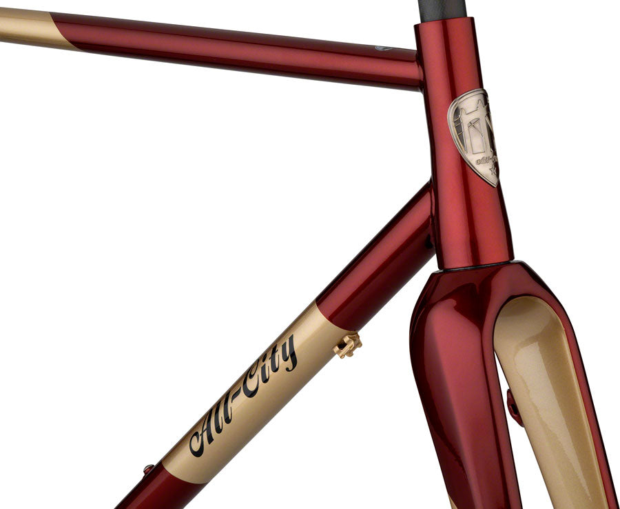 All City Cosmic Stallion Frameset - 700c Steel Bike Frame in Currant & Cream (55cm) | Perfect for Urban Commuting & Adventure Cycling