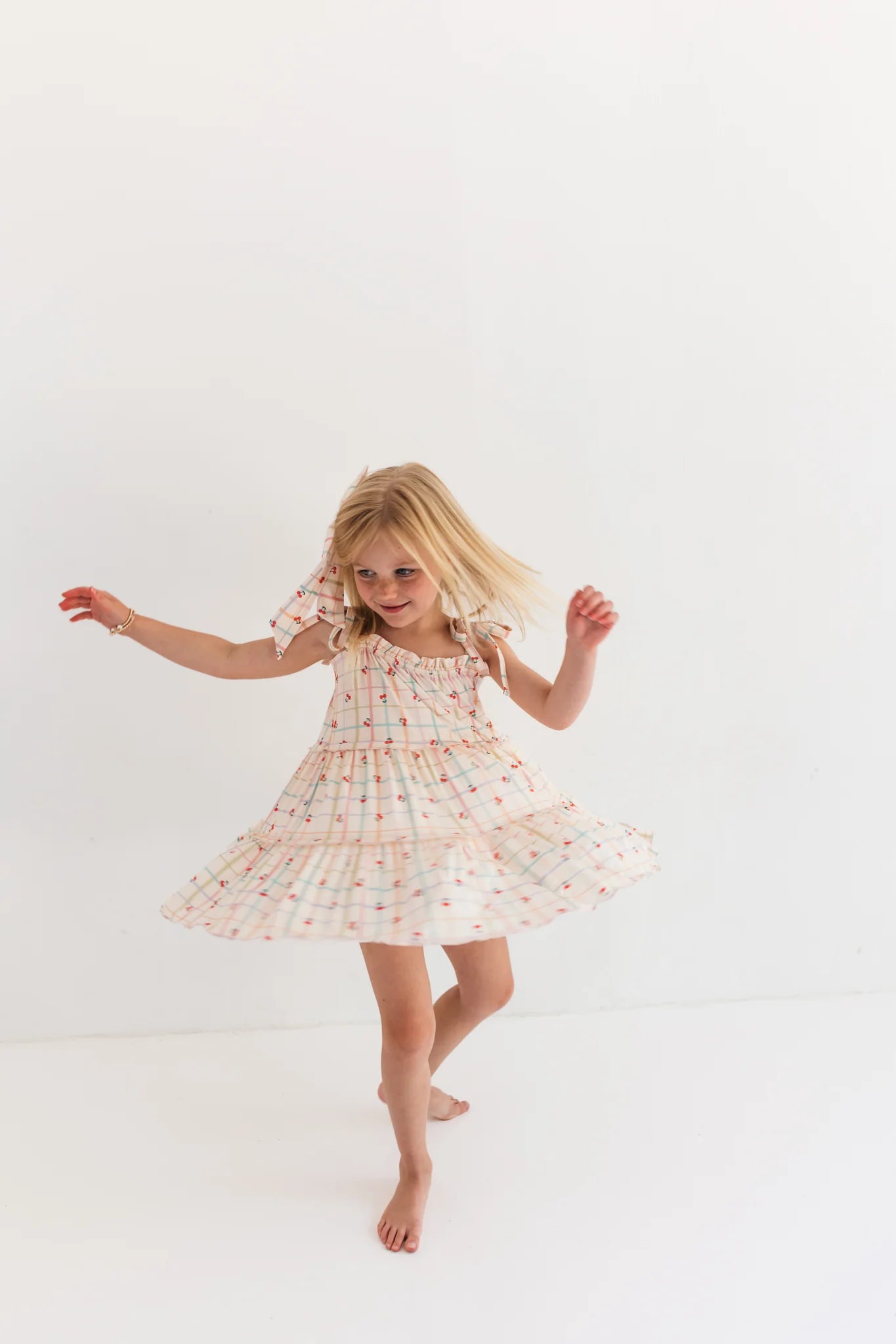 Cherry Grid Tiered Twirl Dress for Women - Flowy Summer Midi Dress with Ruffle Hem - Perfect for Parties, Weddings & Date Nights