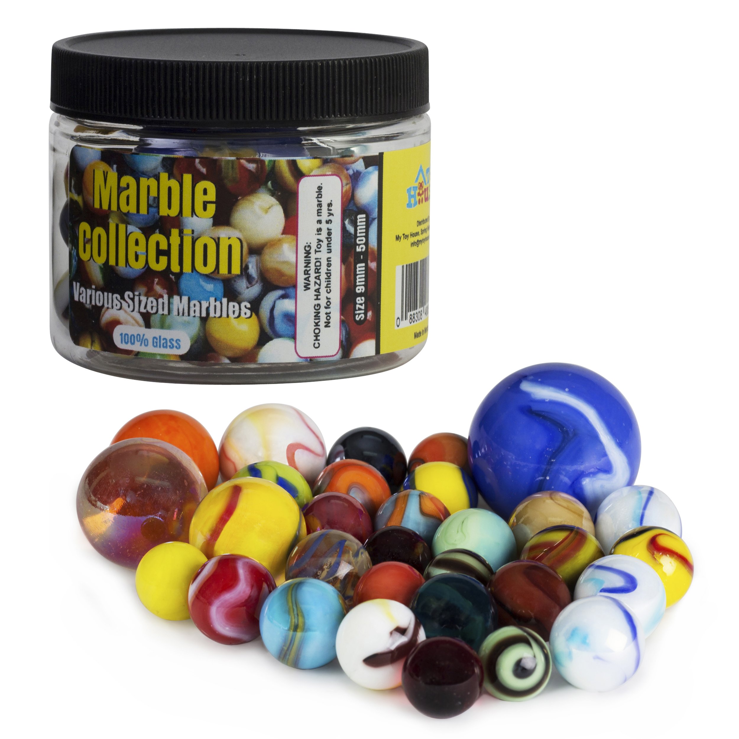 Colorful Glass Marbles Assorted Sizes with Portable Storage Container - Perfect for Kids Games, DIY Crafts, Home Decor and Vase Fillers