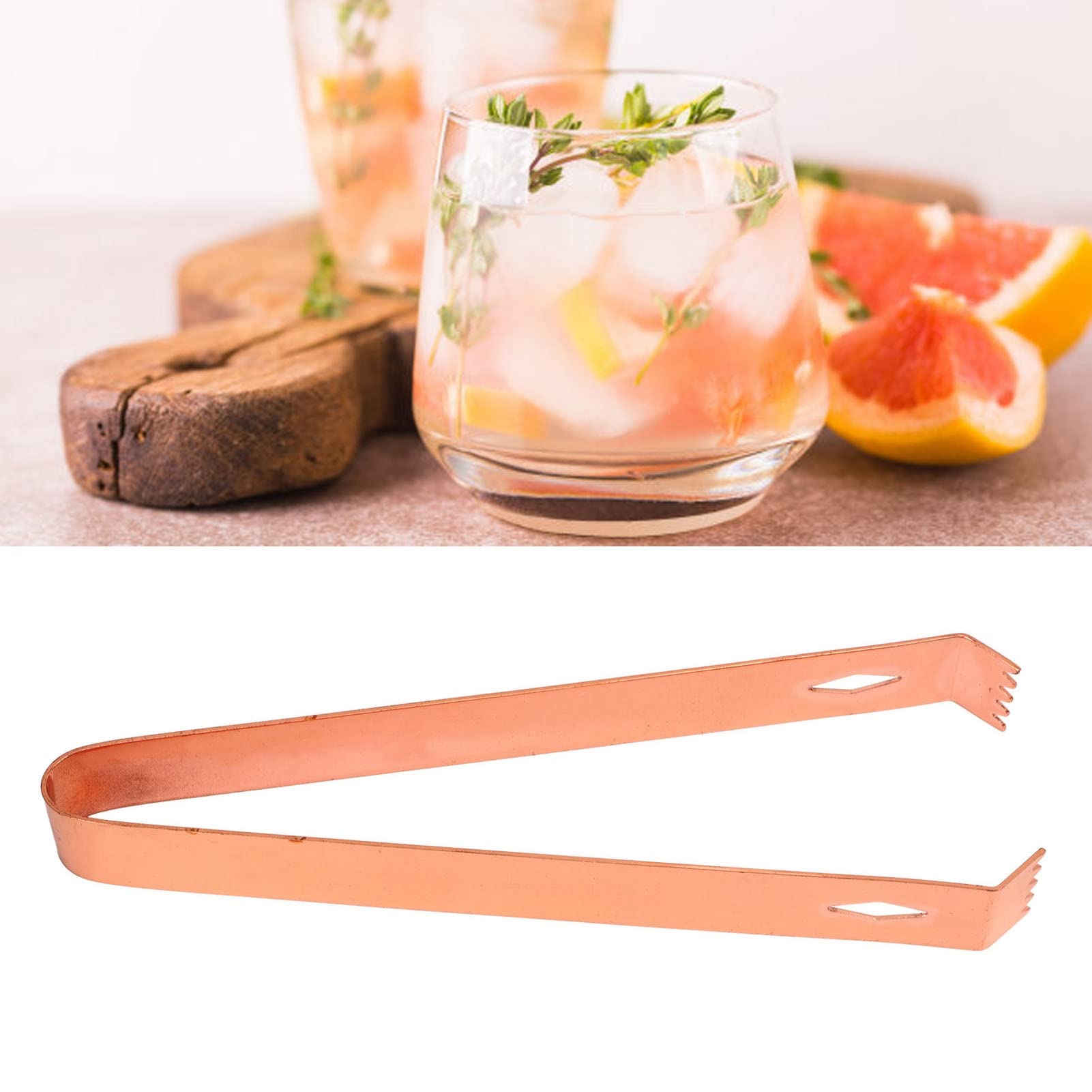 Stainless Steel Ice Tongs for Cocktails & Bar - 6.7 Inch Metal Ice Bucket Tongs for Serving, Food, Sugar Cubes (Red Brass) - Perfect for Mixing Drinks, Home Bars & Party Serving