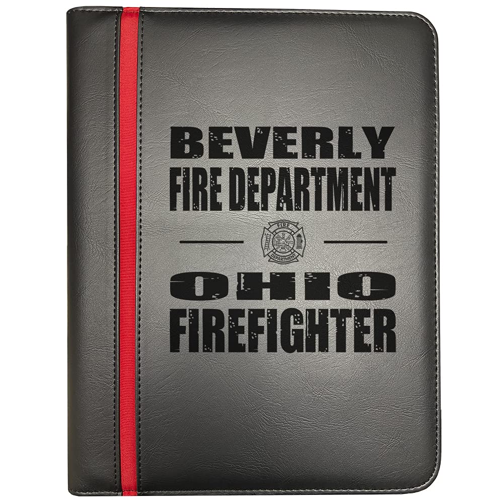 Firefighter Portfolio Organizer - Thin Red Line Design with Maltese Cross Decal & Firefighter's Prayer Print - Compatible with Beverly Ohio Fire Departments - Pack of 5 - Perfect for First Responders, EMS Professionals & Fire Department Gifts