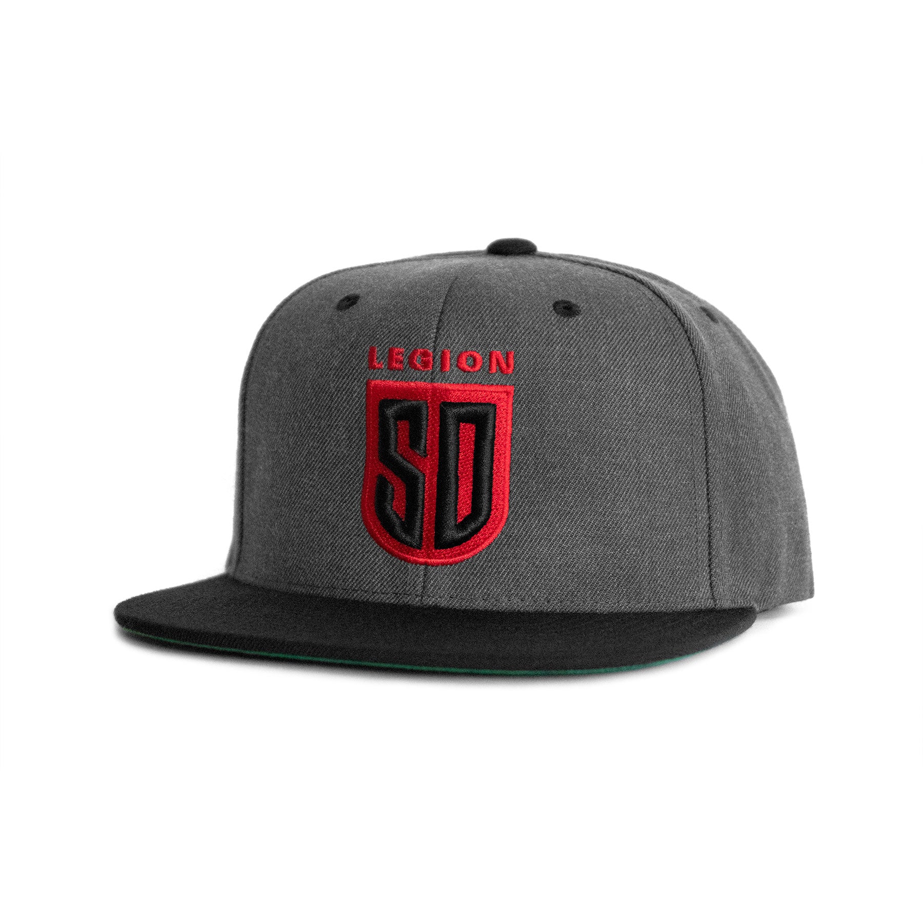 SD LEGION Shield Snapback Hat - Charcoal Gray/Black Adjustable Baseball Cap for Men & Women - Perfect for Sports, Outdoor Activities & Casual Wear