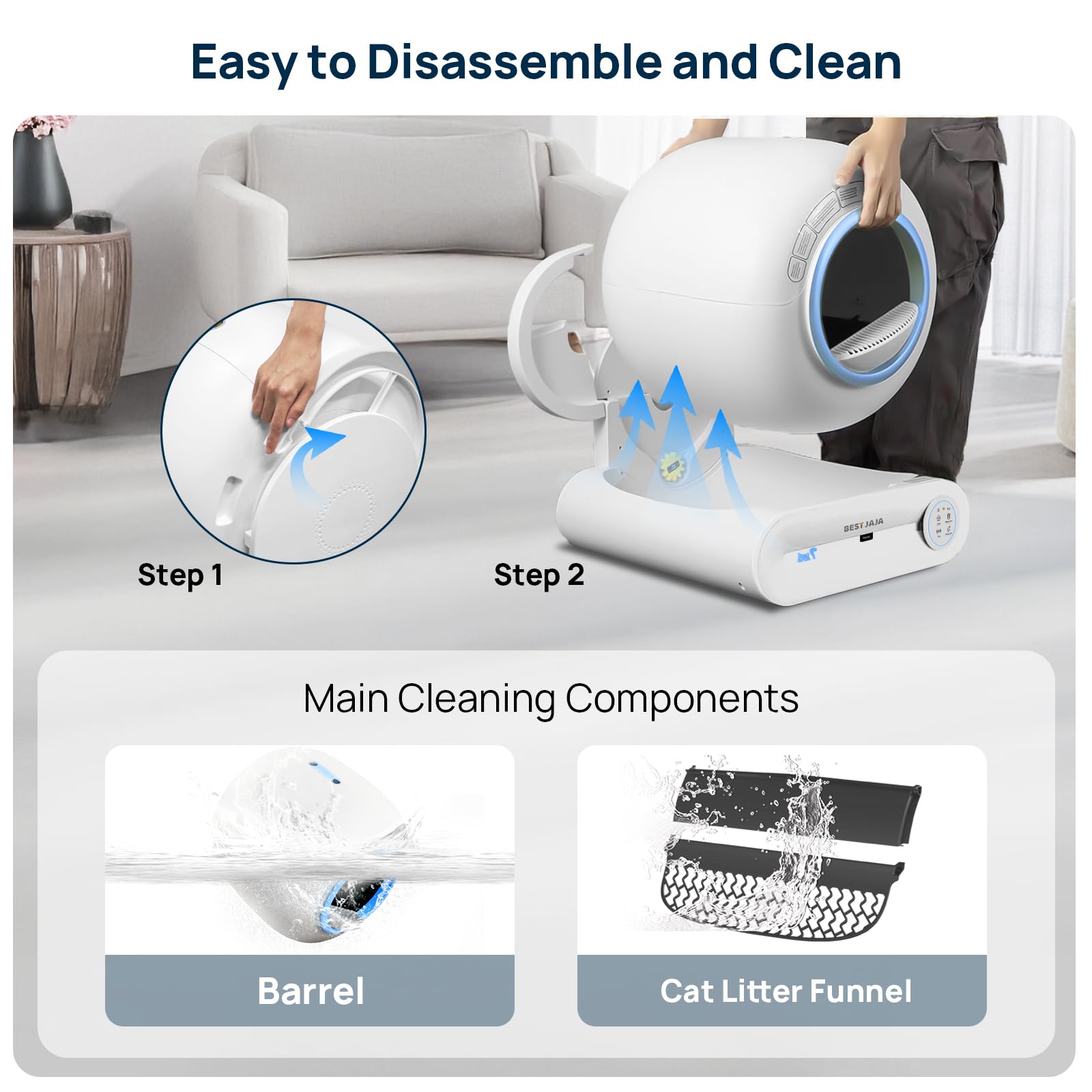 2025 Upgraded Self Cleaning Litter Box - Automatic Cat Litter Box with Mat & Cleaning Tools, 68L+9L Large Capacity Smart Cat Litter Robot, APP Controlled for Multiple Cats (Blue) | Perfect for Busy Pet Owners & Multi-Cat Households