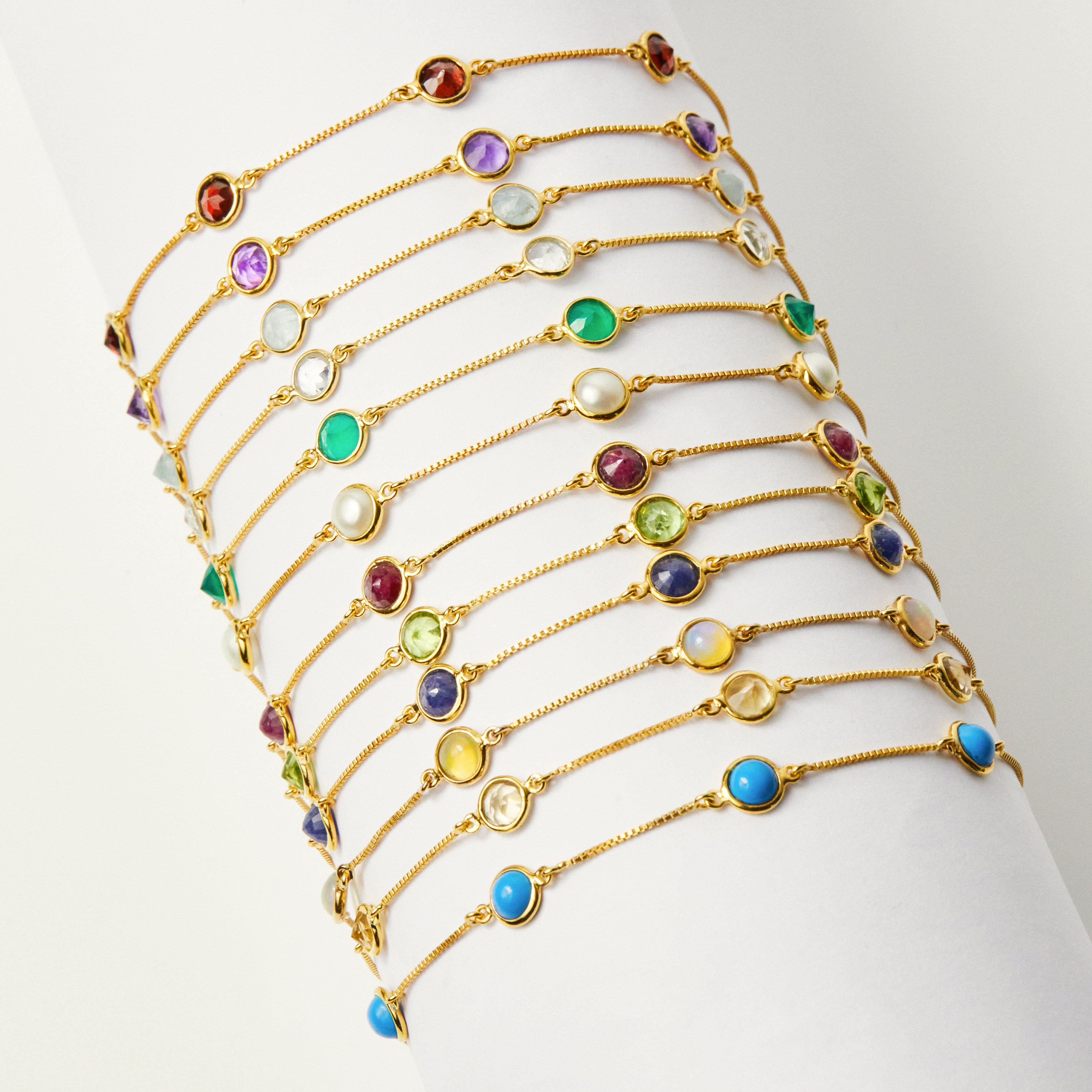 Elegant Semi-Precious Birthstone Bracelet | Personalized Zodiac Jewelry Gift for Women | Perfect for Birthdays, Anniversaries & Special Occasions